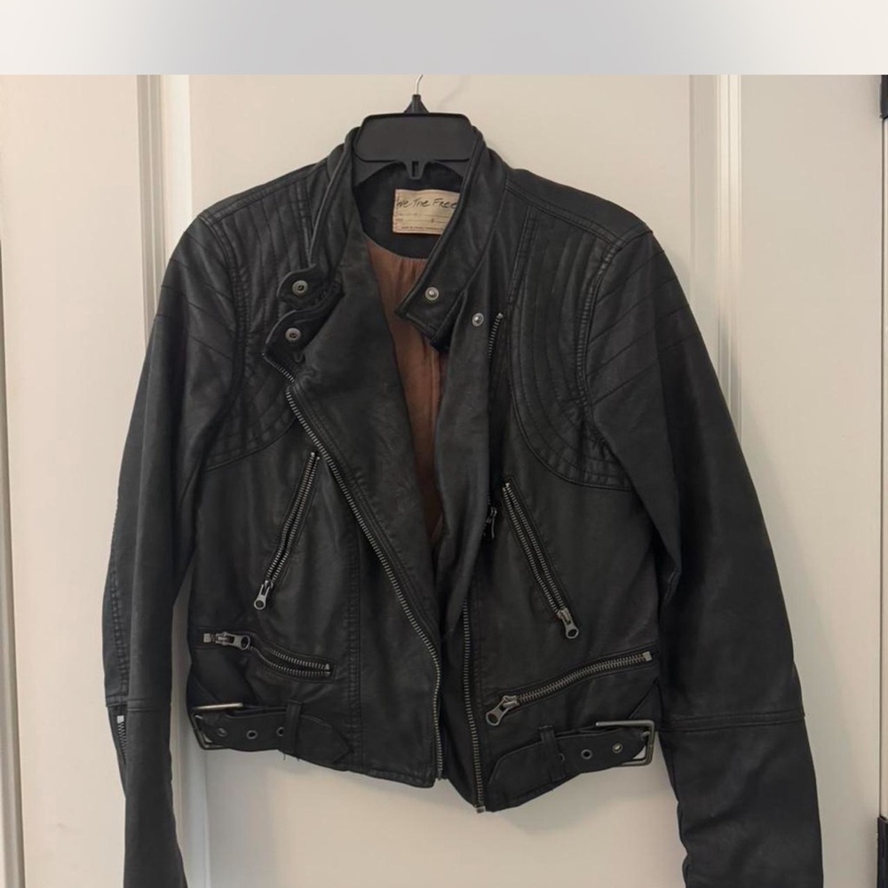 We The Free Black Leather Jacket